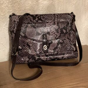 Patricia Nash Kenilworth Italian Leather Python Smoke Crossbody